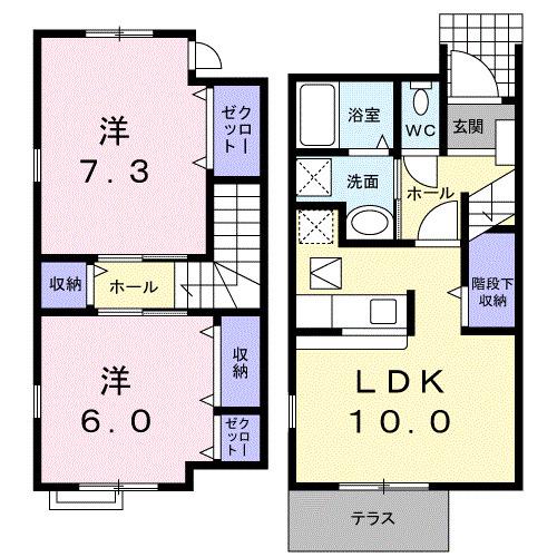 フォンテーヌ(2LDK/1階)の間取り写真