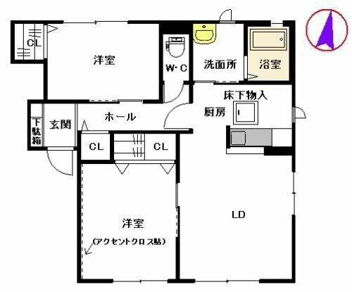 スクエアコート横尾C棟(2LDK/1階)の間取り写真