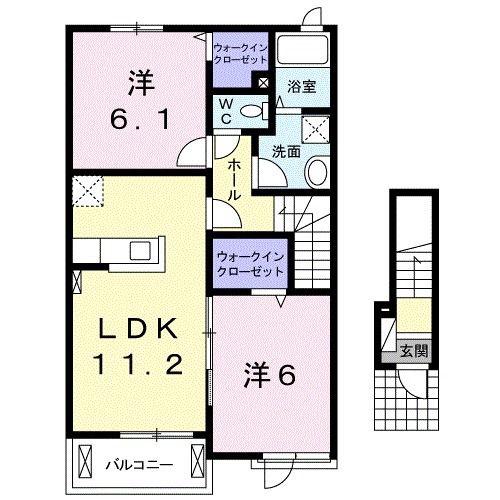 ストロベリーB(2LDK/2階)の間取り写真