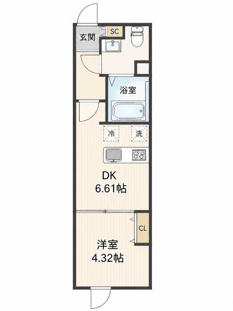 ヴランドール葛西(1DK/3階)の間取り写真