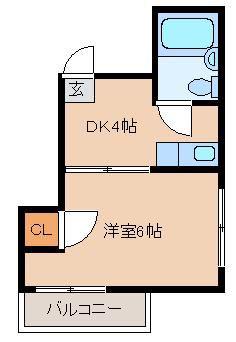 エクラン住吉(1DK/2階)の間取り写真