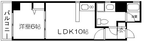 ブローニュ御所東(1LDK/3階)の間取り写真
