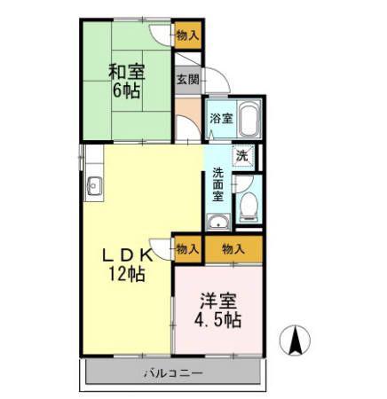 コーポラス雄町(2LDK/2階)の間取り写真
