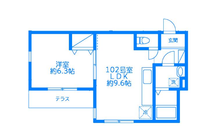 サンス馬場(1LDK/1階)の間取り写真