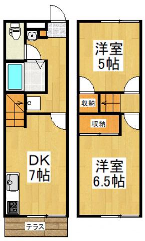 レオパレスベルク(2DK/1階)の間取り写真