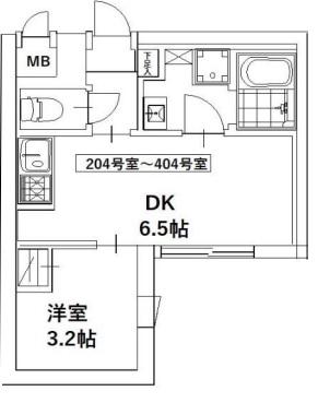 マリオン千川(1DK/4階)の間取り写真