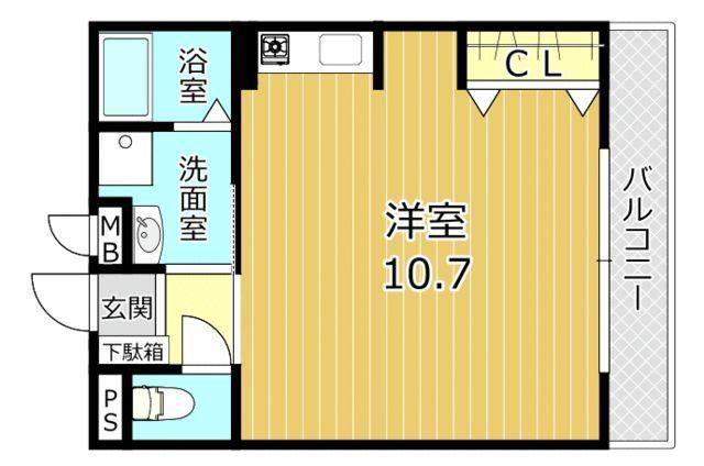 プリンスビル(ワンルーム/3階)の間取り写真