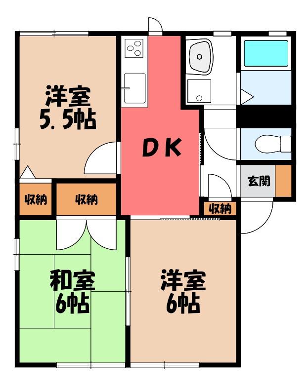 チアーズA(3DK/2階)の間取り写真