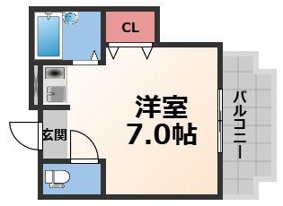 OKハイツ神路(1K/4階)の間取り写真