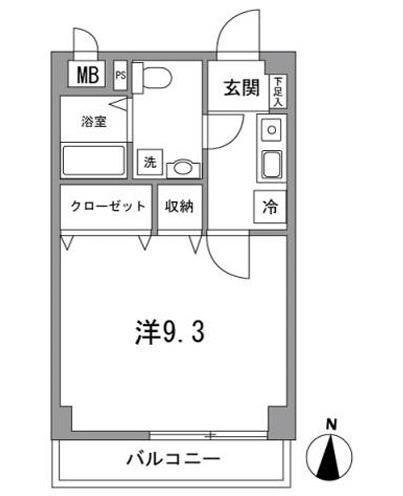 ロレットの小路(1K/3階)の間取り写真