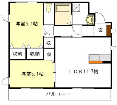 駅前パレス(2LDK/1階)の間取り写真