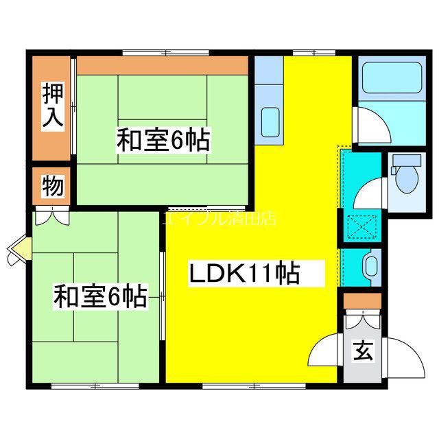 フォーブルミヨシA(2LDK/2階)の間取り写真