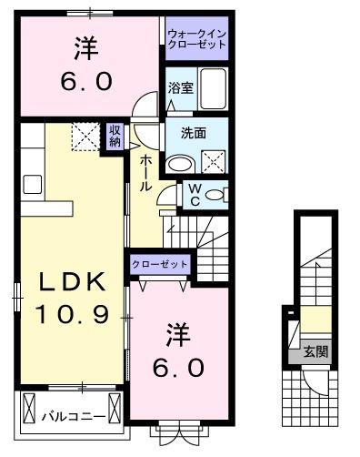 ネクサスクエア ワン(2LDK/2階)の間取り写真
