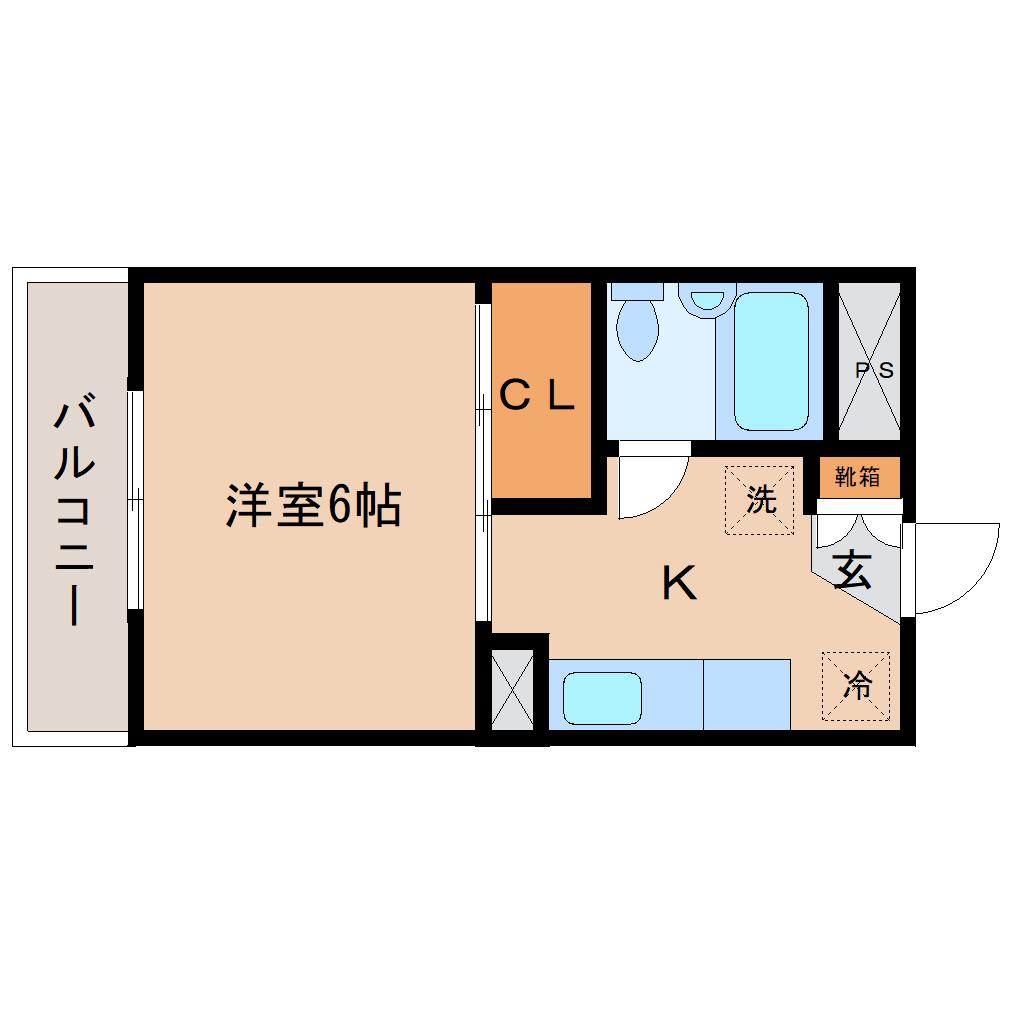パークス柏木(1K/3階)の間取り写真