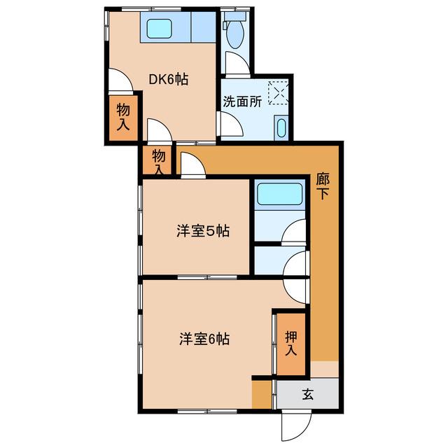 白浜ハイツ(3LDK/1階)の間取り写真
