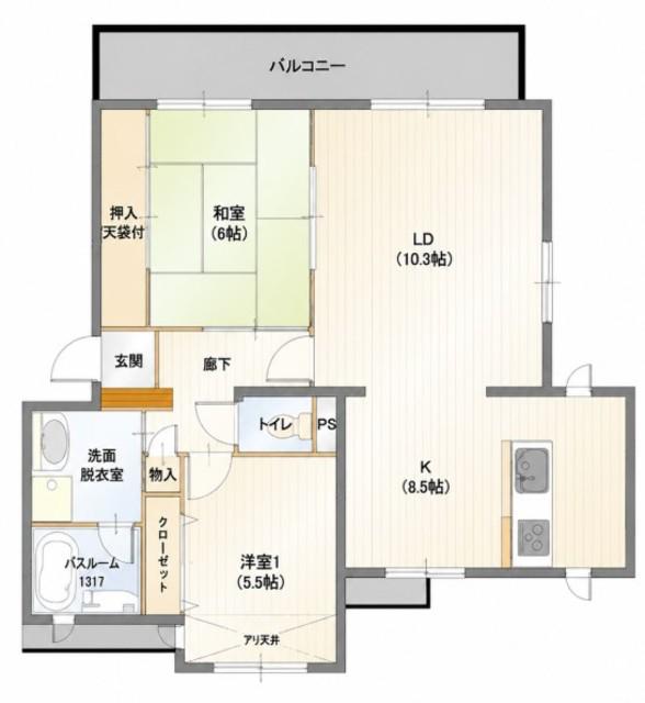 プレミールコート青葉丘(2LDK/1階)の間取り写真
