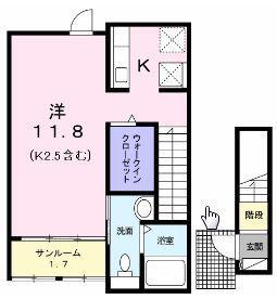 ミルエム(1K/2階)の間取り写真