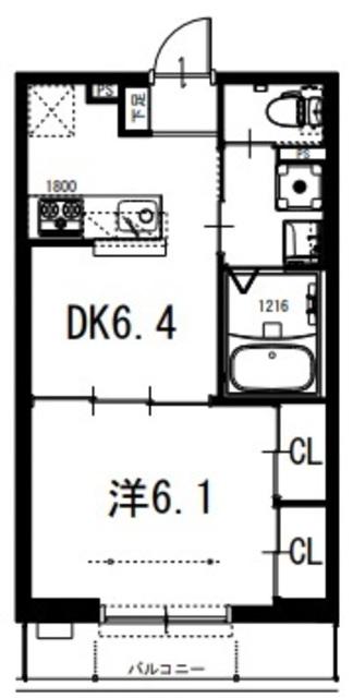 ハルナス(1DK/1階)の間取り写真