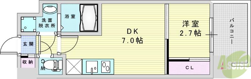セレニテ新大阪エクラ(1DK/8階)の間取り写真