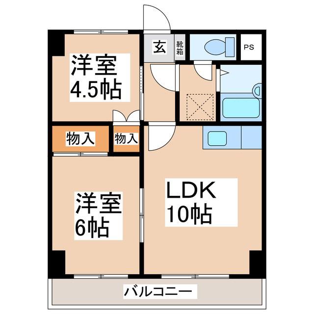 サンライズマンション八幡(2LDK/2階)の間取り写真