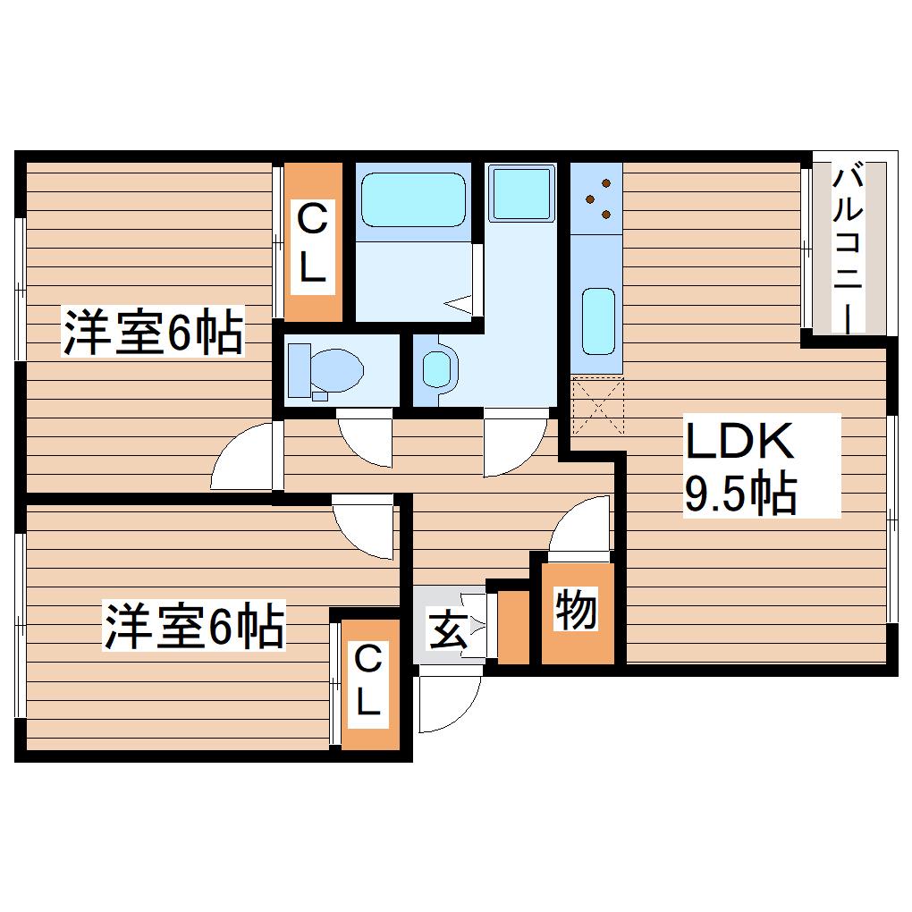 エクセレンスII(2DK/2階)の間取り写真