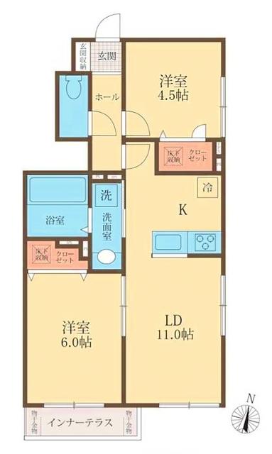 LINERA1(2LDK/1階)の間取り写真