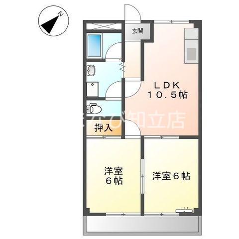 エバーハイツ(2LDK/2階)の間取り写真