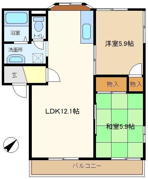 メゾンヨシコーB(2LDK/2階)の間取り写真