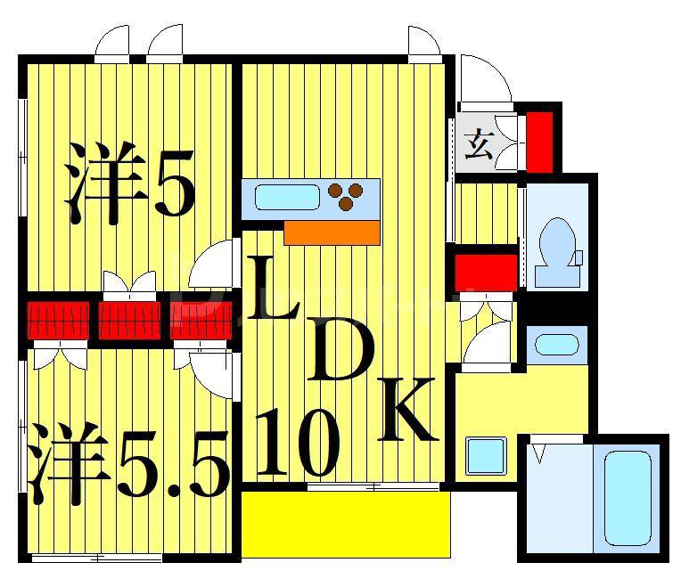 クレールメゾン西(2LDK/1階)の間取り写真