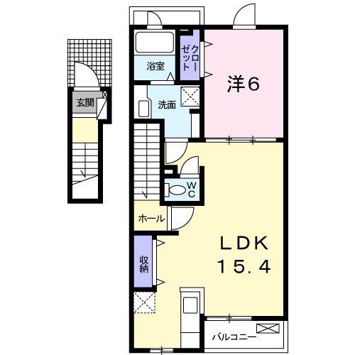 ソレイユ(1LDK/2階)の間取り写真