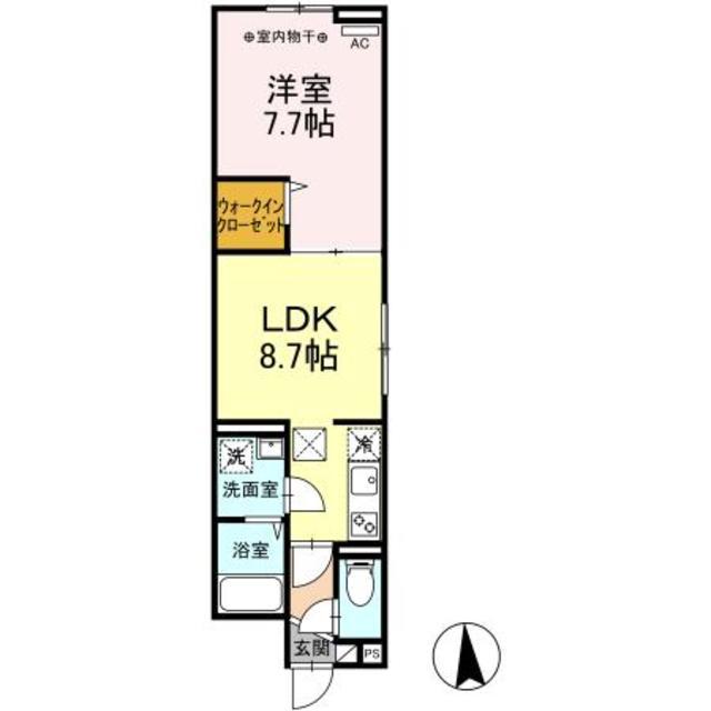 アヴァンスお花茶屋(1LDK/1階)の間取り写真