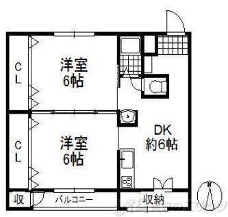 城第一マンション(2DK/2階)の間取り写真