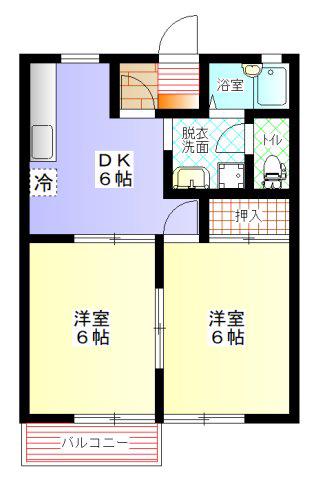 メゾン美の越E(2DK/2階)の間取り写真