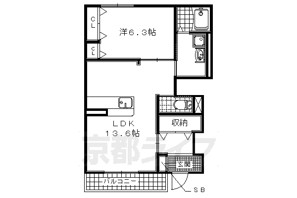 GLORIA HEIM(1LDK/1階)の間取り写真