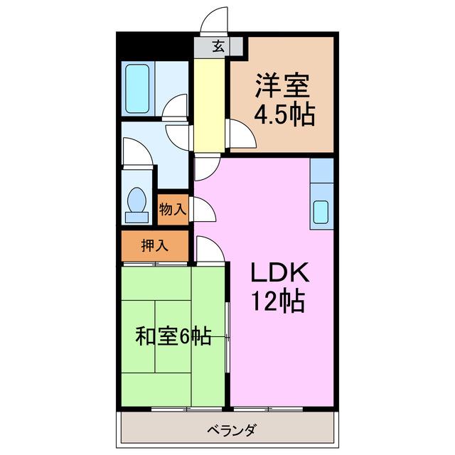 エスポワール滝ノ水(2LDK/1階)の間取り写真