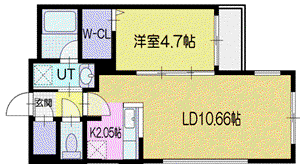 カーサヴィコロ千歳(1LDK/4階)の間取り写真