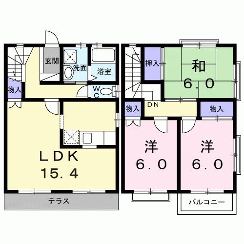 サニーコートA(3LDK/1階)の間取り写真