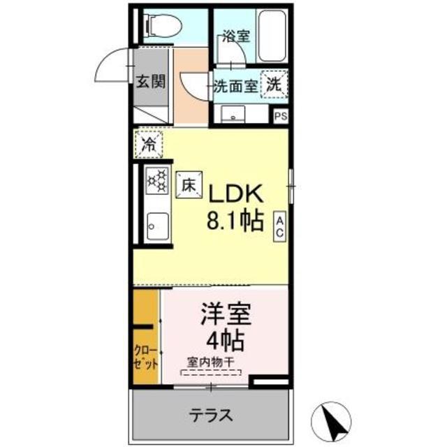 D′BLESS和田町(1LDK/1階)の間取り写真