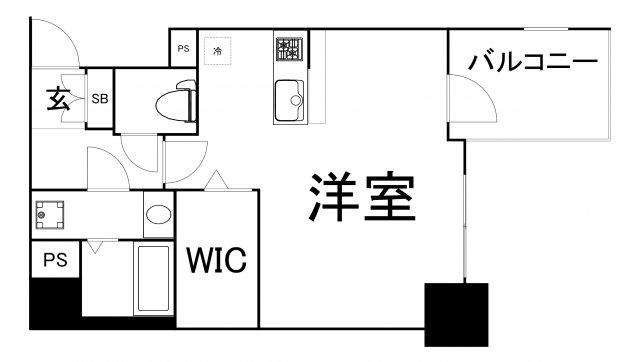プレサンス上町台リベルテ(1K/4階)の間取り写真