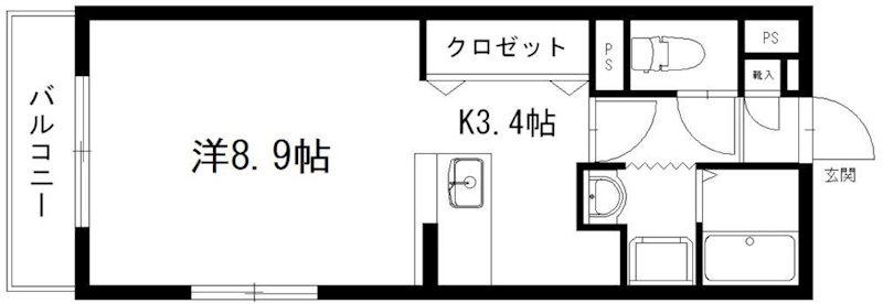 バロンウィズI(1K/3階)の間取り写真