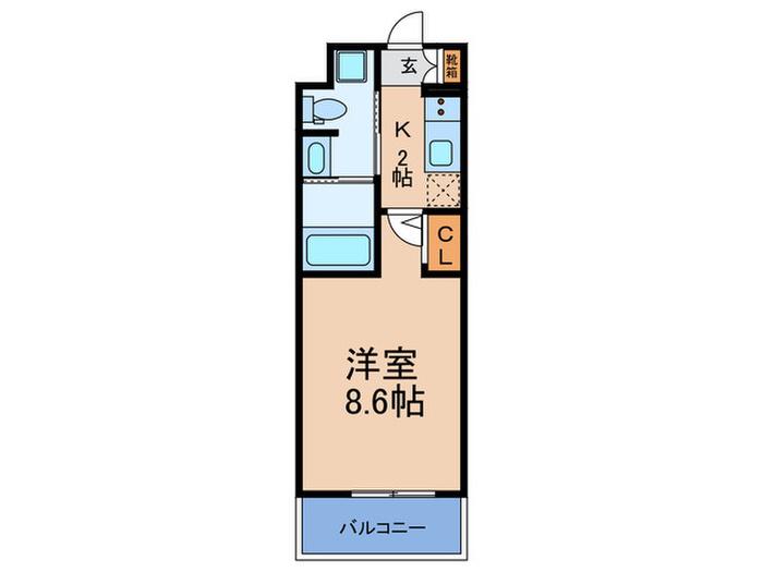 M′Sマンション長栄寺(1K/5階)の間取り写真