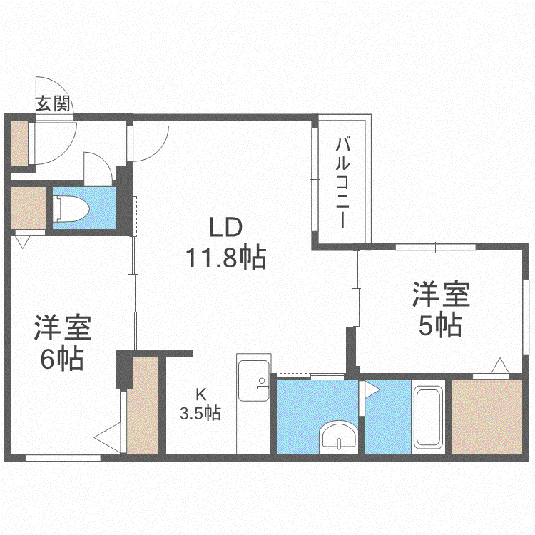 REEF NEST(2LDK/2階)の間取り写真