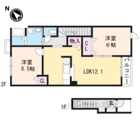キャナール(2LDK/2階)の間取り写真