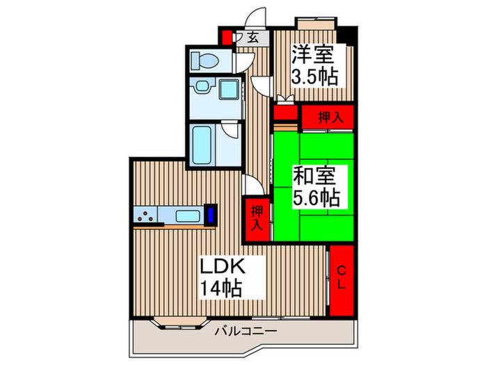 エヌエフ中浦和(2LDK/1階)の間取り写真