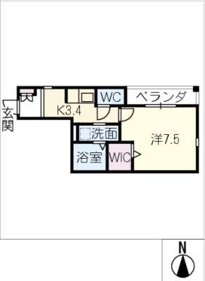 ヘーベル大須(1K/2階)の間取り写真