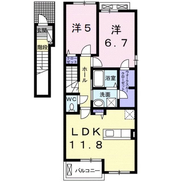 フォルトゥーナ(2LDK/2階)の間取り写真