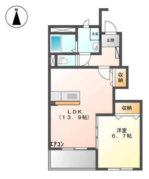 スプリング ライト(1LDK/1階)の間取り写真