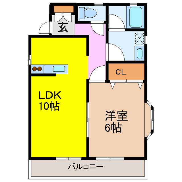 パールハイツFM B棟(1LDK/1階)の間取り写真