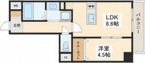LUANA・AIR・RESIDENCE錦町(1LDK/5階)の間取り写真