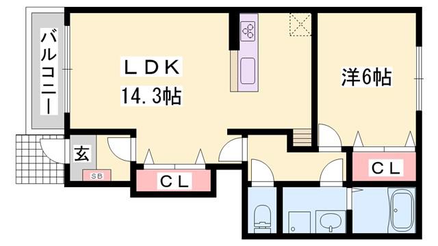 メゾン ド ウールA(1LDK/1階)の間取り写真